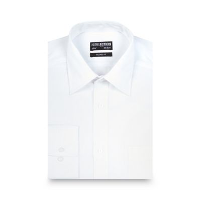 The Collection Big and tall white textured striped tailored fit shirt